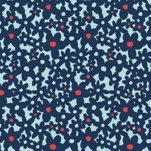 red & blue floral silhouette