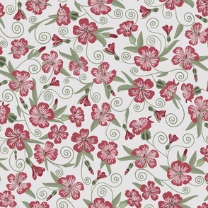 Delicate Blooms-Dark Pink and Green