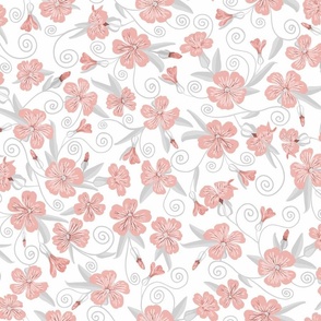 Delicate Blooms-Pink and Grey