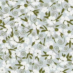 Delicate Blooms-White and Green