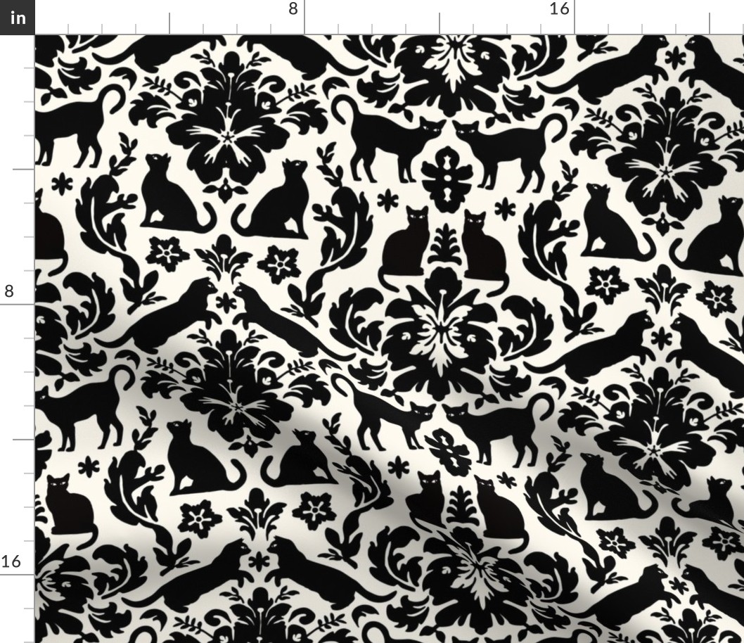 Black Cat Damask - Everyday Version