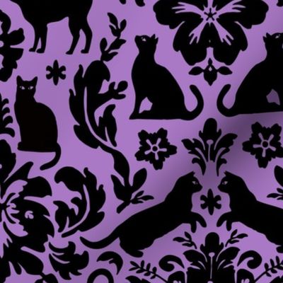 Black Cat Damask - Everyday Lavender