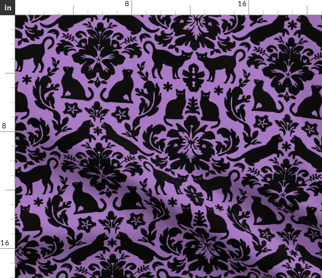 Black Cat Damask - Everyday Lavender