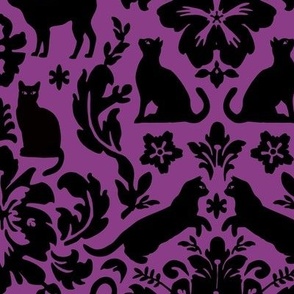 Black Cat Damask - Everyday Purple