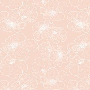 White Blossoms Outlines on Blush