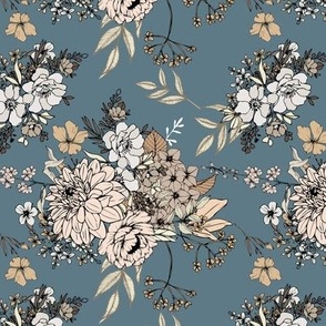 August Floral Fall Light Blue Small