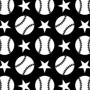Baseball Softball Stars - Black Small