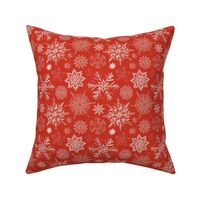 Silent Snowfall in Poinsettia Red