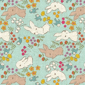 Vintage Bunnies {Summer Sky} sideways -large