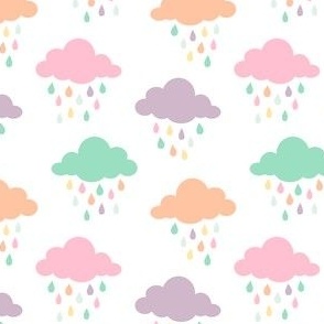 Pastel Rain Clouds - White Small