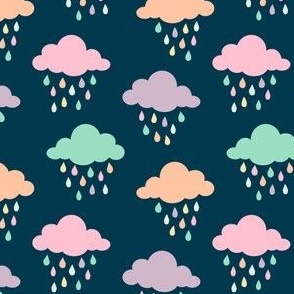 Pastel Rainclouds - Navy Small