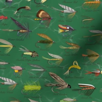 Fishing Flies Small Scale\\Men’s Fabric\\Green