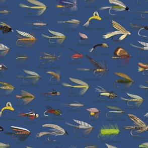 Fishing Fabric Fishing Flies by Tulipmagnoliadesign Grey