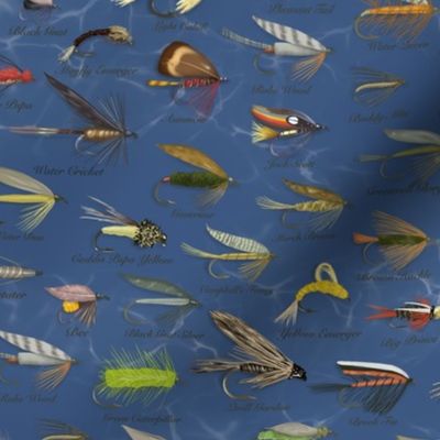 Fishing Flies Small Scale\\Men’s Fabric\\Navy