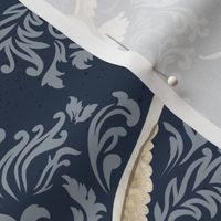 Barn Owls Damask Navy