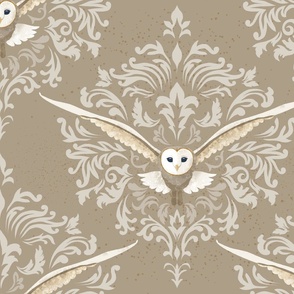 Barn Owls Damask Golden - Large