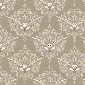 Barn Owls Damask Golden