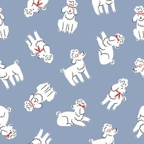 White poodles. Dog pattern  (large scale)