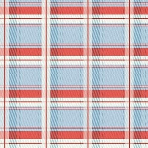 Christmas tartan check red and fog blue by Jac Slade
