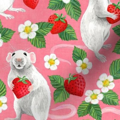 Rats Love Strawberries - bright pink, large