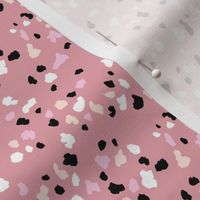 Raw terrazzo texture minimalist ink spots and dots rose pink black