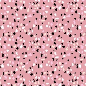 Raw terrazzo texture minimalist ink spots and dots rose pink black
