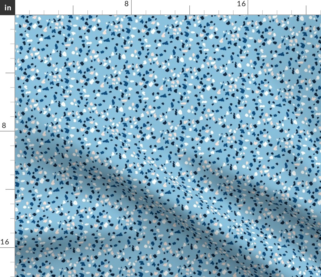 Raw terrazzo texture minimalist ink spots and dots blue navy black