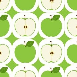 One green apple, half green apple (Medium) Fabric