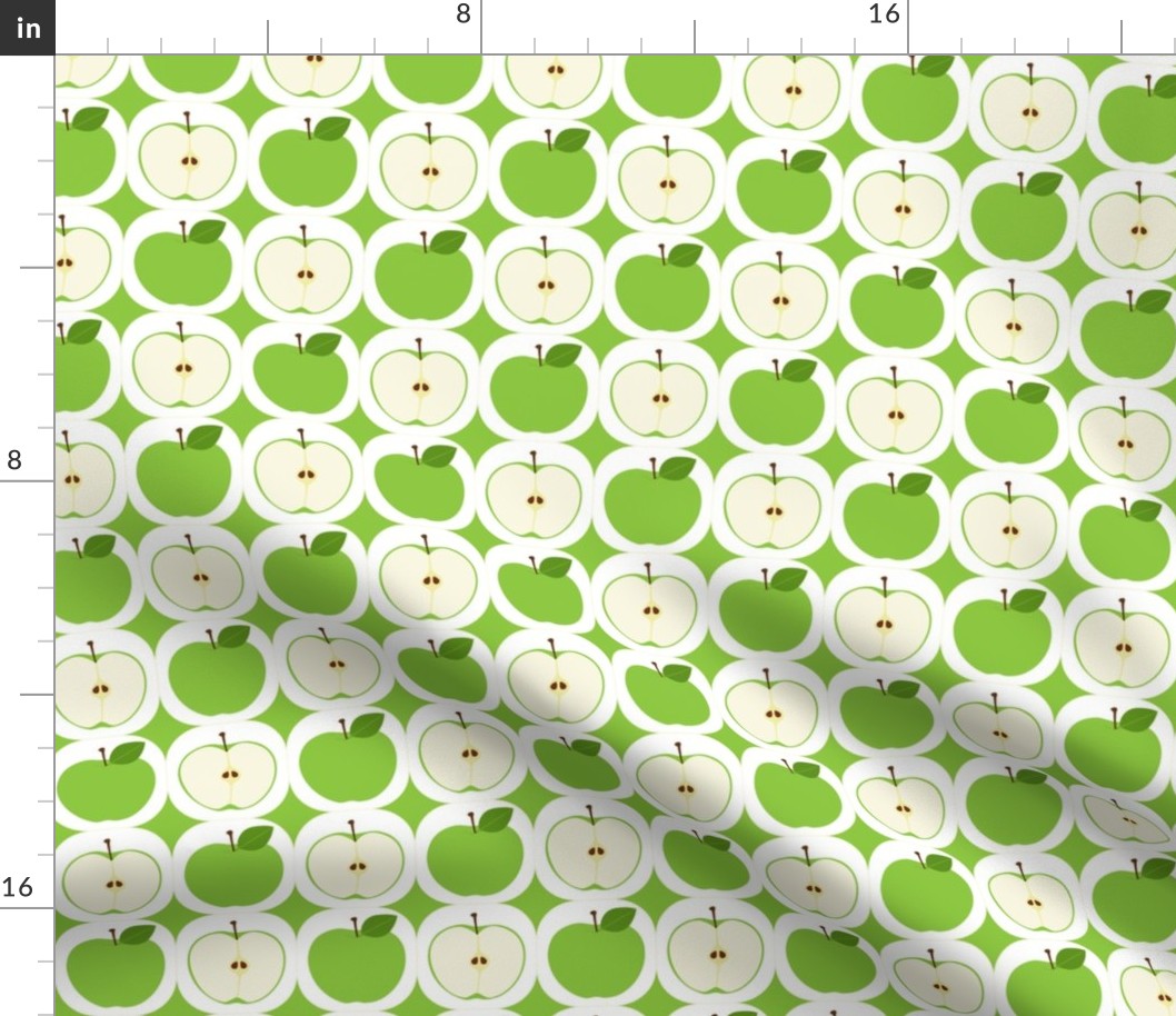 One green apple, half green apple (Medium) Fabric