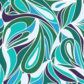 Abstract swirls teal blue large scale