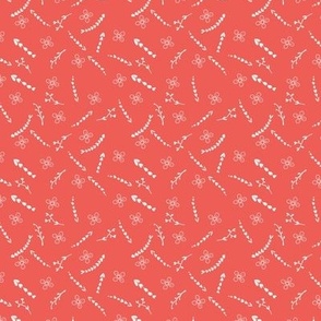 Holiday Picnic floral retro coral red by Jac Slade