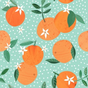 Orange Citrus and Blossom on Mint -Large 