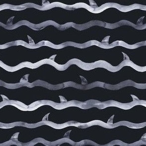 Dark shark sea waves stripes pattern