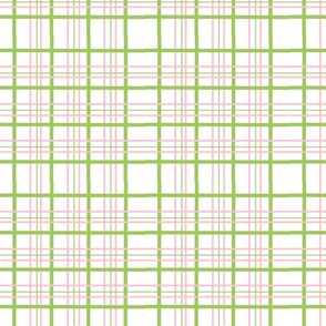 Green Pink Plaid on White