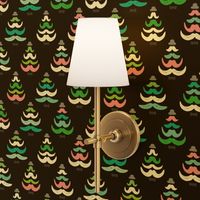 Hipster geeky christmas trees moustache holiday design black green pink SMALL