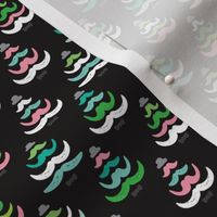 Hipster geeky christmas trees moustache holiday design black green pink SMALL