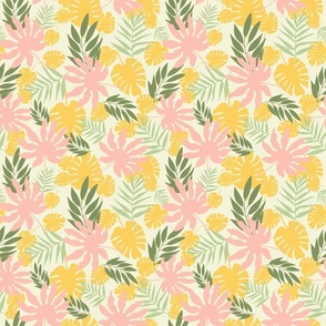 Tropical leaves in pastels