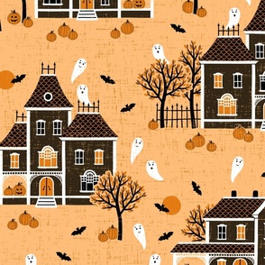 Halloween Haunted Houses - orange black - large scale