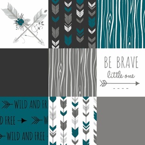 Custom Teal Be Brave Little One - black/grey/teal(darker shade)