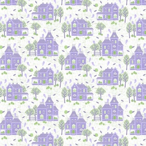 Halloween Haunted Houses - white pastel purple - small scale