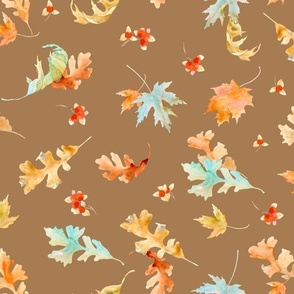 Watercolor Leaves on khaki