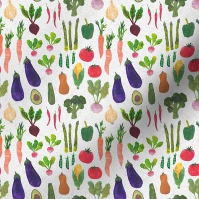 Papercut Collage Vegetables Garden - Ditsy Scale -Vegan