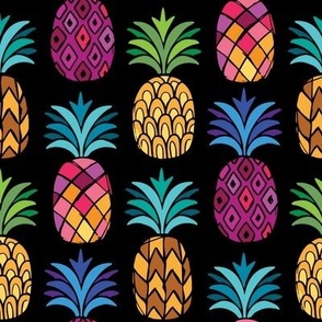 Rainbow Pineapples - Black Medium