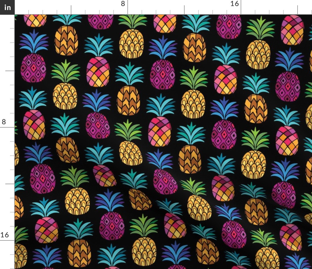 Rainbow Pineapples - Black Medium