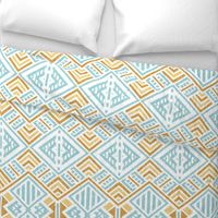 Geo Wave Lines Textured - Mustard Large Scale Teal