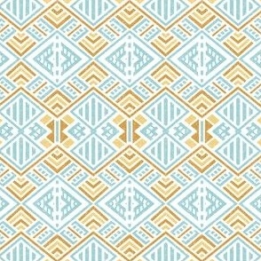 Geo Wave Lines Textured - Mustard Teal Small Scale