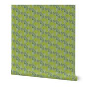 Simple Round Leaves Botanical in Textured Blue on Olive Green Medium