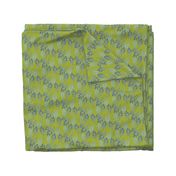 Simple Round Leaves Botanical in Textured Blue on Olive Green Medium