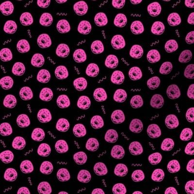 Delicious Pink Donuts Polka Dot  on Black Medium
