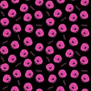 Delicious Pink Donuts Polka Dot  on Black Medium
